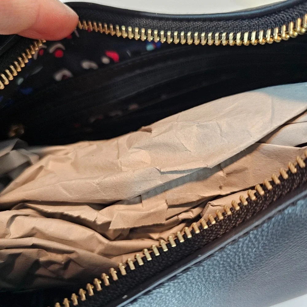 French Connection Moritz Hobo Bag Womens Black Smooth Zip Purse Shoulder